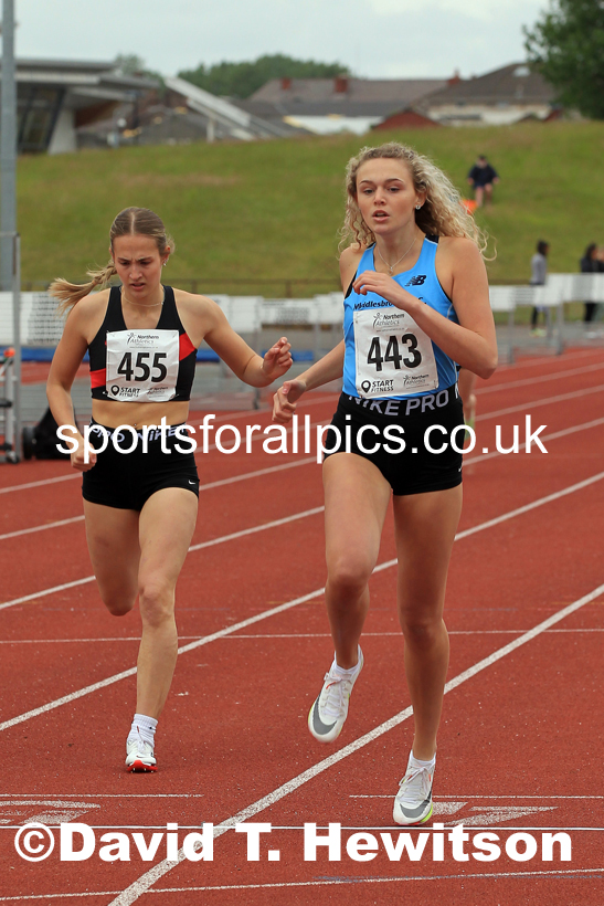 Womens under-20s 400 metres, 2022 Northern Senior and Under-20 Champs., Wavertree Athletics Centre, Liverpool. Photo: David T. Hewitson/Sports for All Pics